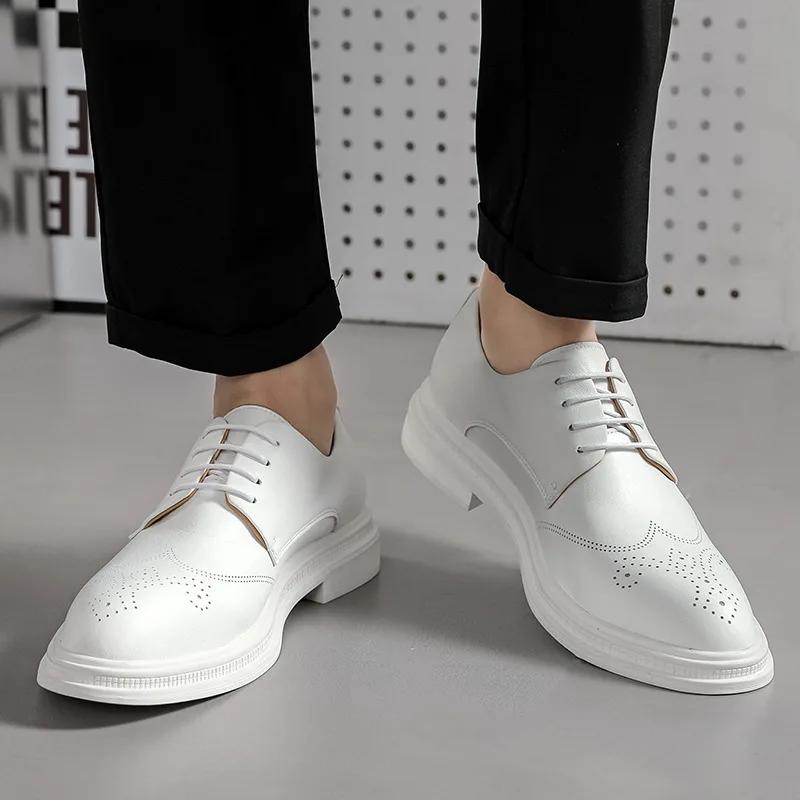 Fashion Fashion White Brogue Shoes Men British Style Designer Mens Formal Shoes Casual Oxford Shoes Man Leather Dress Shoes Plus Size 48