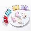 Pinkdudu Fashion Color Rhinestone Stud Earrings Simple Alloy Square Glass Earrings for Women Jewelry Gifts PD685