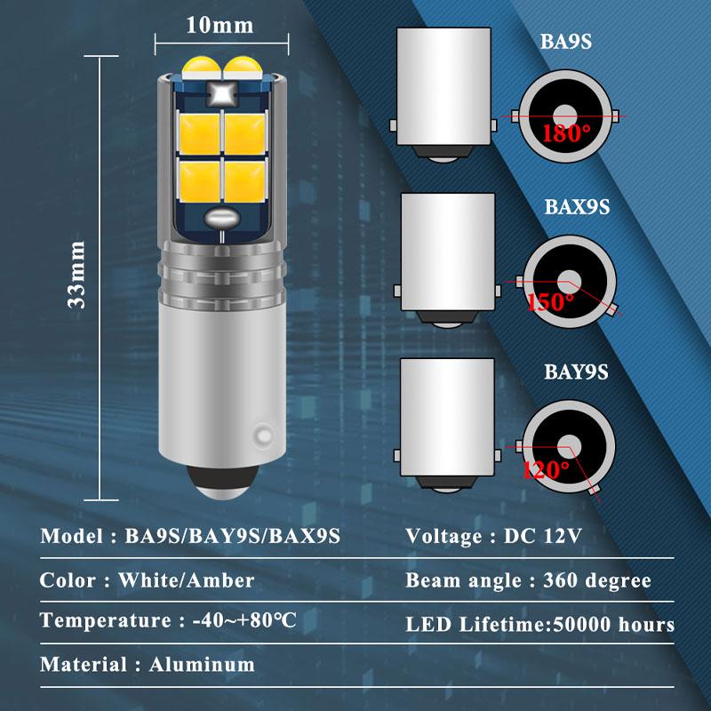 4PCS BAY9S H21W T4W H6W BA9S BAX9S LED Bulbs 3030 10SMD Car Interior Reading Dome Lamp Auto Parking Light License Plate Bulbs Bulbs 7