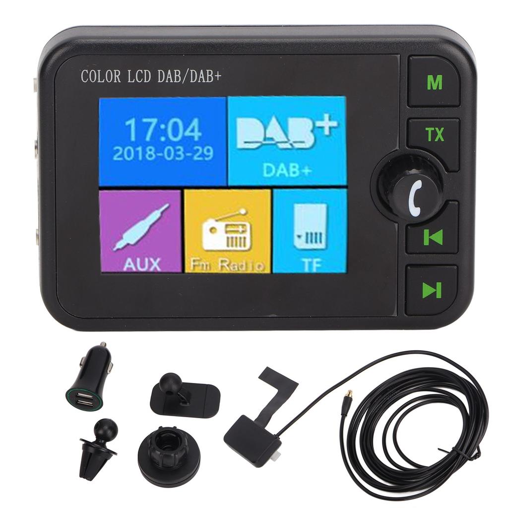 Автомобильный цифровой Bluetooth-ресивер DAB DAB+ FM Bluetooth Handsfree 2,4-дюймовый цветной ЖК-дисплей 3,5 мм