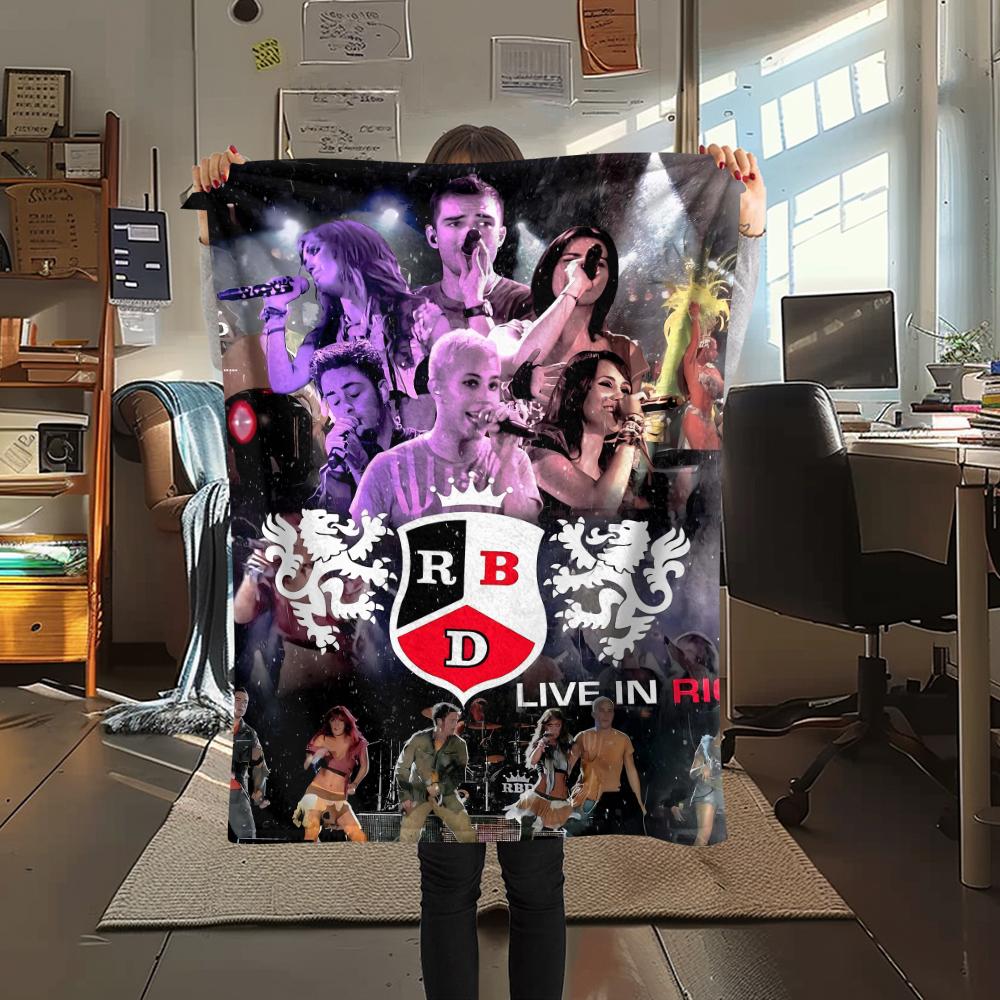 1Pc RBD Band Print Flannel Blanket, High quality Comfortable for All Seasons, Home Decor, Warmth and Comfort, Perfect for Gifts