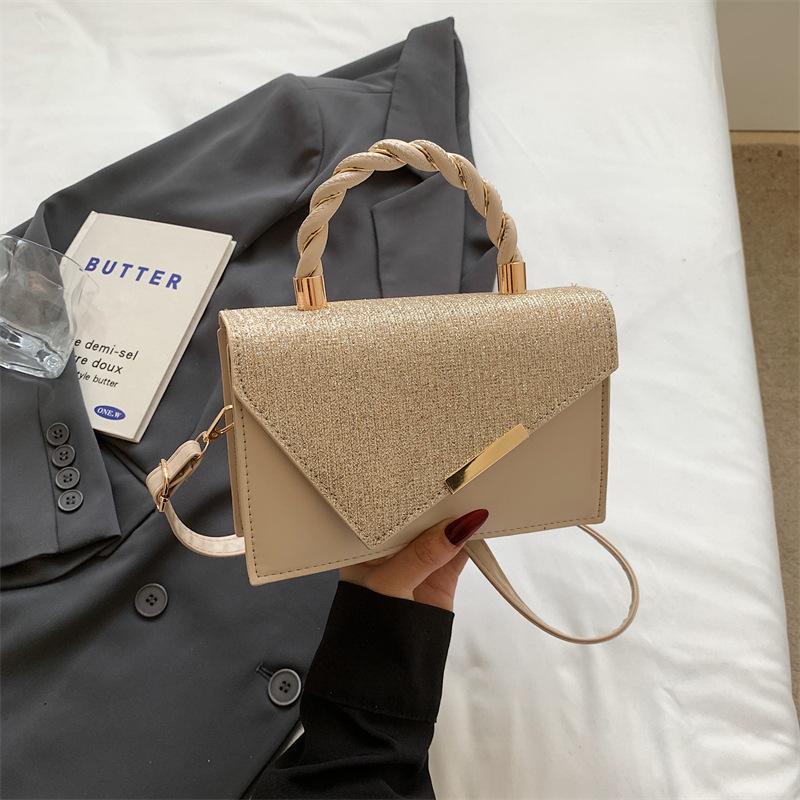 New Bag Women's High-end Shoulder Messenger Bag Women's Bag Versatile Handbag Small Fresh Gold Silk Embroidery Thread Small Square Bag