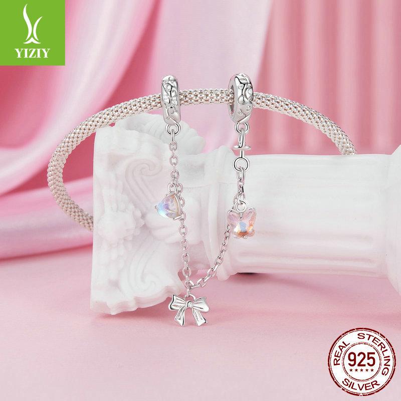 Балетный бант Сделай сам Аксессуары для страховочной цепочки, Нежный романтичный лунный камень Серебро 925 пробы Браслет из бусин