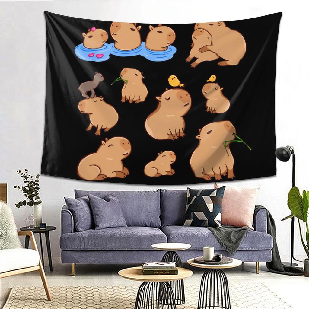 Capybara Pattern Tapestry Decor Art Aesthetic Tapestries for Living Room Bedroom Home Wall Cloth Wall Hanging