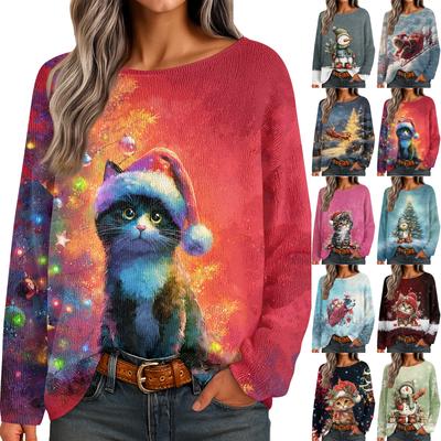 Женские осенние свитера с длинным рукавом, топы с принтом, пуловеры, свободная нарядная повседневная базовая одежда