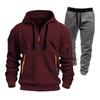Men's Winter Fleece Multi-pocket Zipper Sweatshirt Suit Personalized Casual Hoodie Suit
