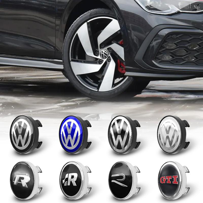 4Pcs 56mm 60mm Car Wheel Hub Center Cap Emblem Badge Cover Stickers For Volkswagen VW R Line GTI Touareg Golf 6 7 8 Jetta Passat zf0
