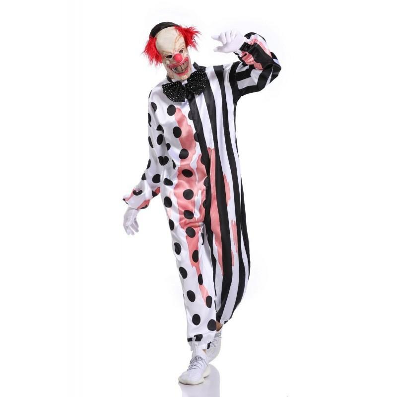 Gruesome Bloodied Clown Costume Stylish Polyester Blend For Themed Parties