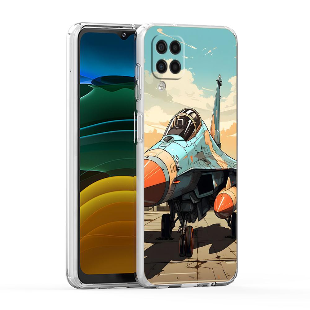 Soft TPU for Samsung Galaxy A13,A15,A22,A23,A25,A31,A32,A33,A35,A41,A51,A52,A53,A05,5G Transparent Phone Case Sky Jet Fighter