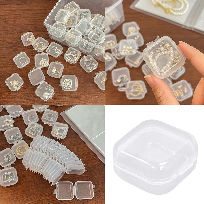 5/10/20 шт. Мини-пластиковая коробка для хранения ювелирных изделий, квадратный прозрачный портативный контейнер для таблеток, держатель для ювелирных изделий, витрина для сережек