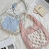 5591 Floral Plaid Tether Bow Shoulder Bag Spring and Summer Leisure Travel Large Capacity Tote Bag