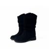 Fashion Suede Sleeve Stack Boots Autumn New Round Toe Pleated Soft Sole Non-slip Block Heel Short Boots