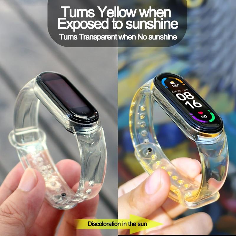 Ремешок для изменения цвета для Xiaomi Mi Band 7 6 5 4 3, прозрачный светильник с браслетом для Xiaomi Mi Band 6 5 4 3, сменный цветной ремешок на запястье для MI 7 6 5