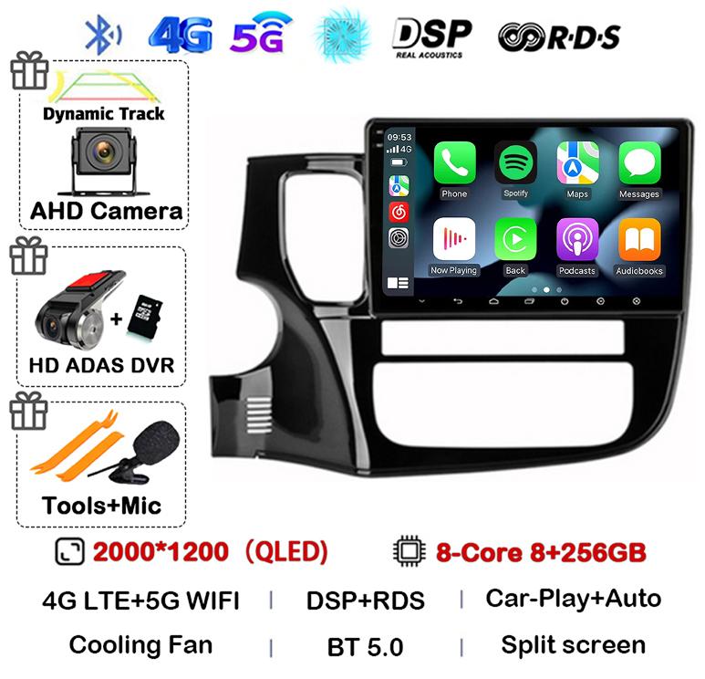 Android14 Carplay Автомагнитола для Mitsubishi Outlander 3 GF0W GG0W 2012-2018 Мультимедийный GPS-плеер Стерео 2din Головное устройство DSP