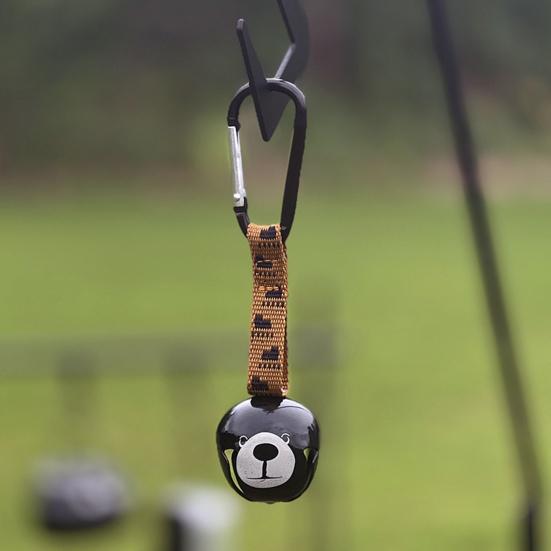 Camping Black Bear Hanging Bell with Carabiner Loud Heavy Duty Outdoor Backpacking Hiking Backpack Belt Hanging Wind Chime Decoration
