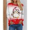 Autumn Winter Penguin Pattern Women T-Shirts Long Sleeve 3D Printed Christmas Style Street Ladies T Shirt 3XL Plus Size Tops