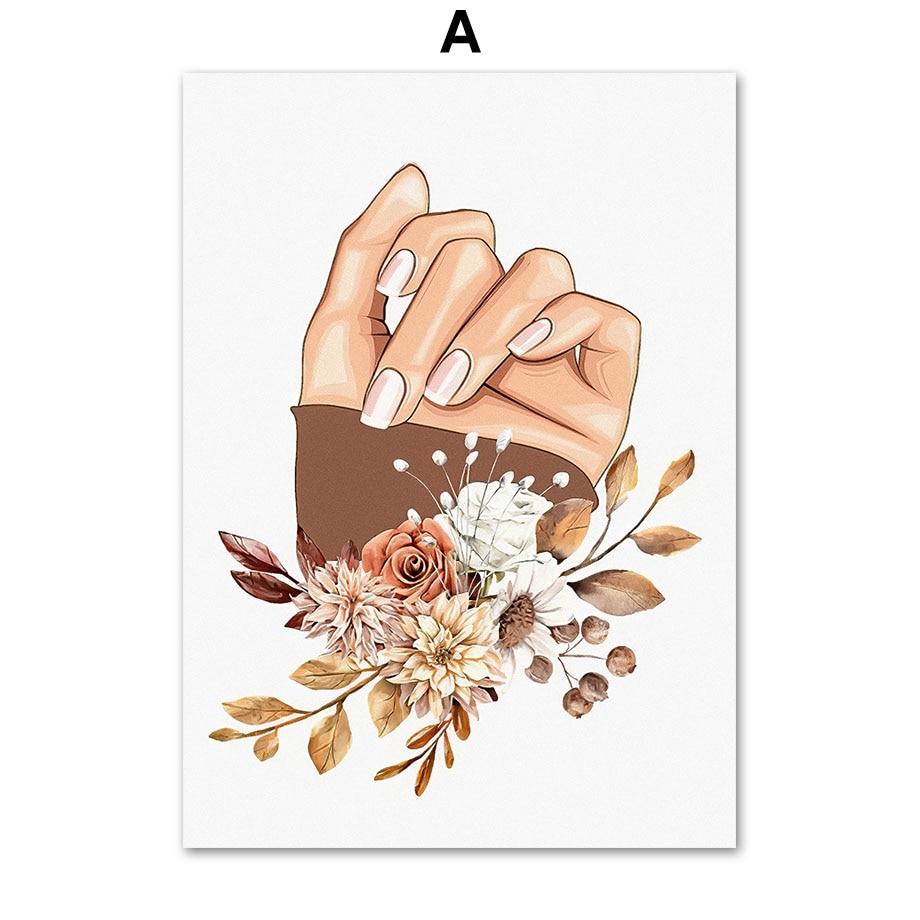 Абстрактная Бохо Картина на Холсте Рука Инструменты для Маникюра Nordic Prints Настенные Картины для Салона Красоты Декор Помещения Салона Маникюра