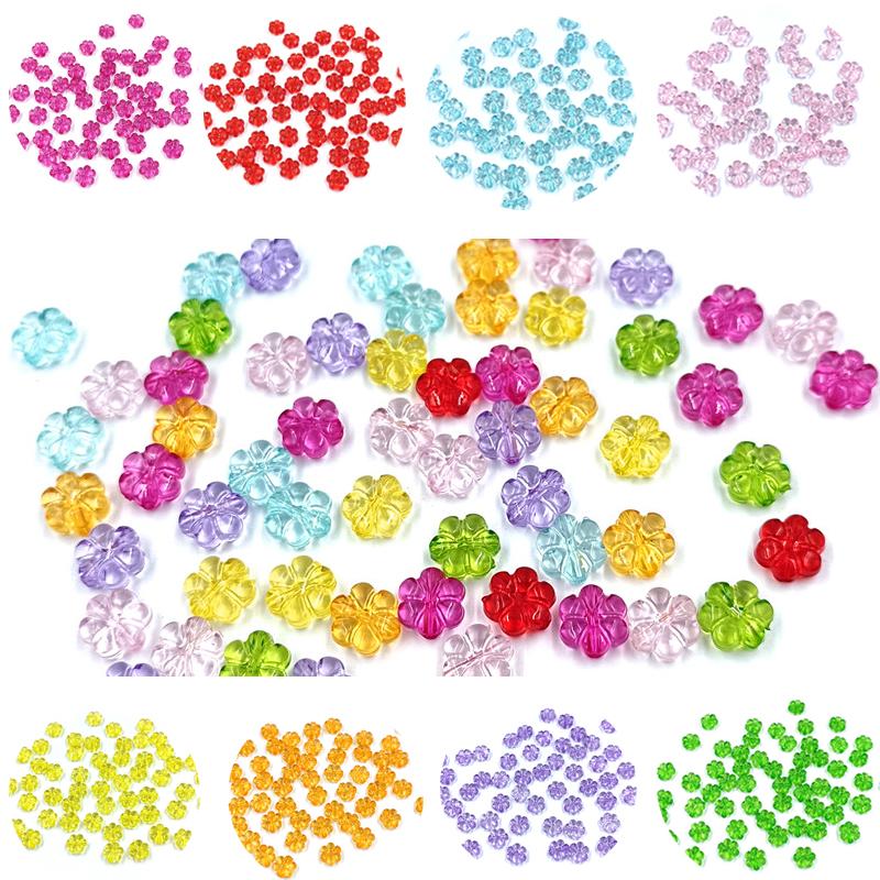 Креативные модные украшения 10 мм 20 шт. Акриловые бусины Браслет Прозрачный отдел изготовления аксессуаров 10 мм Цветочная бусина DIY Разноцветная прокладка для цветов