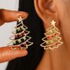 Colorful Zircon Christmas Tree Earrings Sparkling Drop Dangle Party Festive Jewelry Holiday Gift Accessories for Women