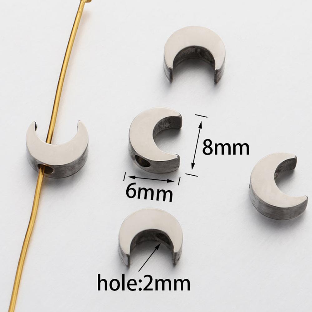 5-10pcs Stainless Steel Moon Shape Beads Gold Color Spacer Beads for Bracelet Necklace DIY Jewelry Making Findings Wholesale
