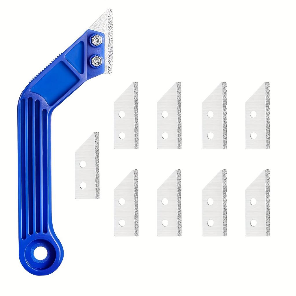 Пила для затирки швов плитки Инструмент для удаления затирки, ручная пила для затирки швов угловой конструкции с 10 алмазными лезвиями для чистки плитки, удаления краски