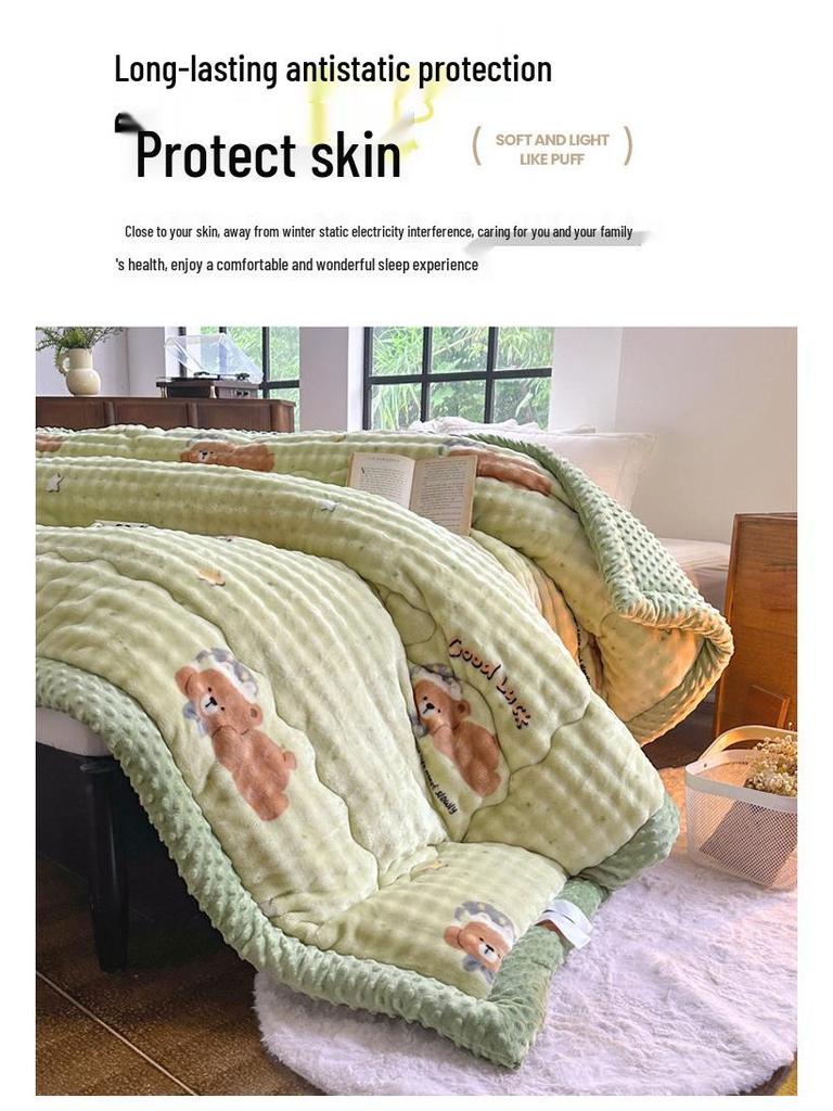 2025 Winter Imitation Rabbit Fur High-Weight Three-Layer Quilted Blanket