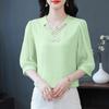 Women's Summer Shirts Fashionable and Western Design with Seven Sleeve Chiffon Style Small Top