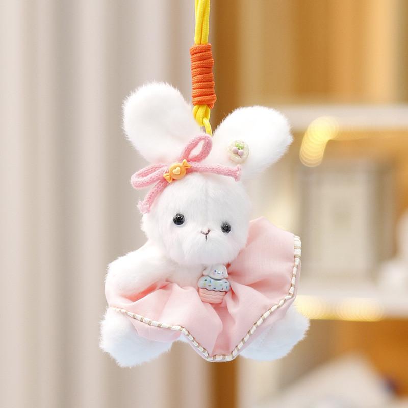 White Skirt Bow Rabbit Plush Toy Pendant Animal Keychain Bag Decoration Gift