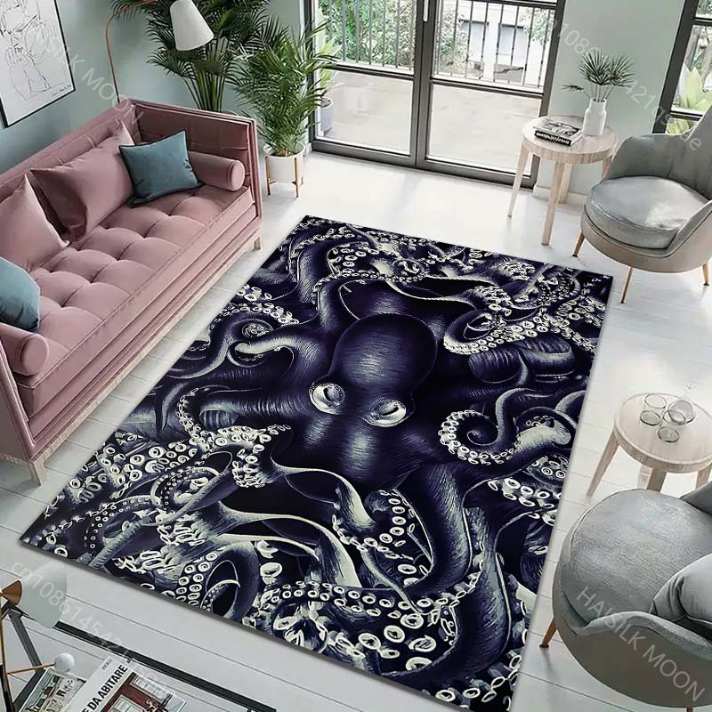 Multiple sizes Octopus with entwined tentacles Carpet for Living Room Bedroom Sofa Home Decor Rug Non-slip Floor Mat Luxury Gift