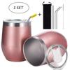 1 Set Stemless Wine Tumbler Stainless Steel Insulated Cup Tumbler with Lids for Wine, Coffee, Drinks, Cocktails