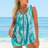 Women's Shoulder Strap Swimsuit Cyan Leopard Print Print Bikini Tankini Swimsuit