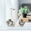 2 Pieces Swan Sculpture Ornament Ceramic Figurine Animal Statue for Hallway Bookshelf