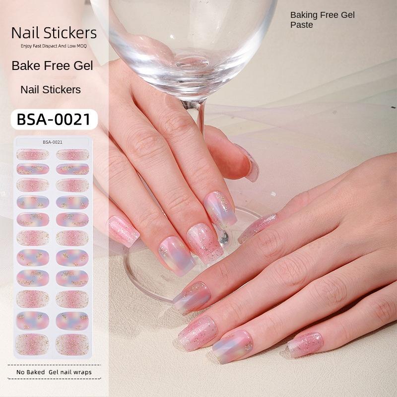 Bake-free Gel Manicure Stickers French Onion Powder Semi-cured Nail Stickers
