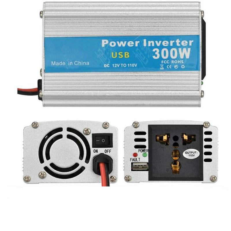 Aluminum alloy 300W Car Converter Power Inverter 12v to 220v for use in cars trucks RVs and boats with a 12V DC power supply