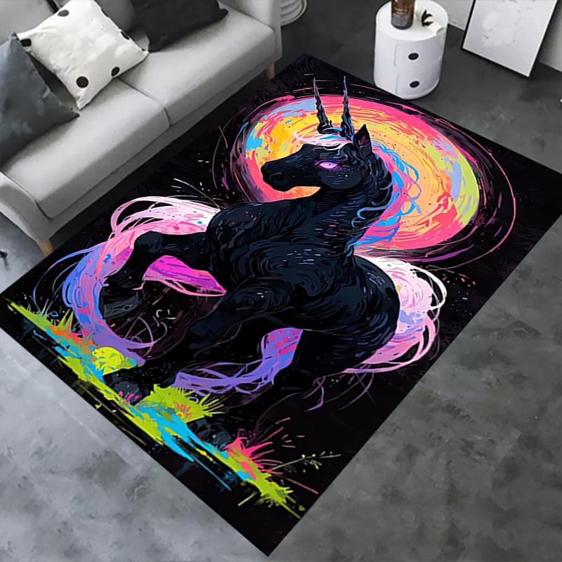 1pc Unicorn,Fantasy,Rainbow Office Carpet Soft Polyester Entrance Carpet Washable Non slip Machine W