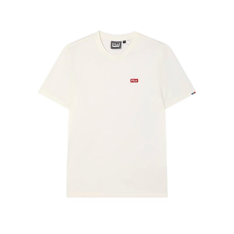 Fila Оригинальная дышащая футболка с логотипом, красочная, повседневная, удобная, модная, с круглым вырезом, вязаная, с коротким рукавом, унисекс, топы F51M519101F-WT