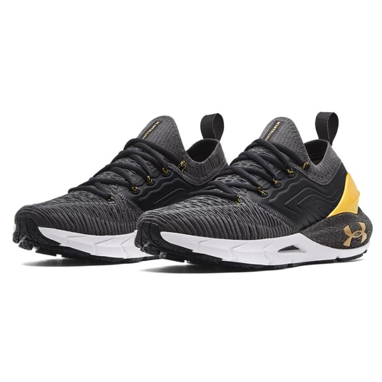 Under Armour HOVR Phantom 2 IntelliKnit Metallic Jet Grey Gold Men Sneakers Black 3025353-100