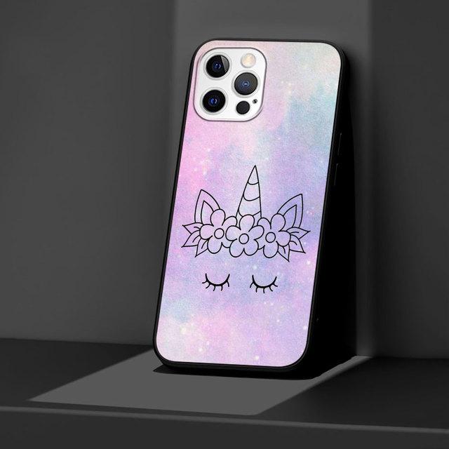 Черный чехол с милым мультяшным единорогом для Apple Iphone 11 13 12 Mini 14 Pro Max Xr 7 8 Se 2020 Xs 6 6s Plus 5 5S, силиконовый чехол для телефона