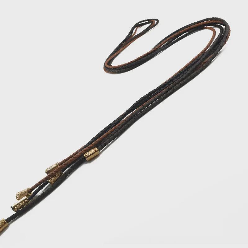 Korean Braided Tassel Thin Belt - Versatile Bow PU Rope Knot for Women