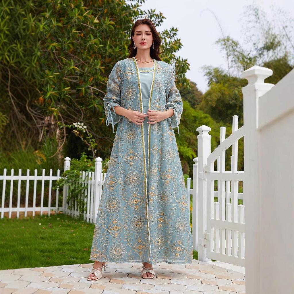 Женское мусульманское платье NC45 - Набор-двойка | Ближневосточный стиль, Джалабия, вдохновленная Саудовской Аравией и Дубаем