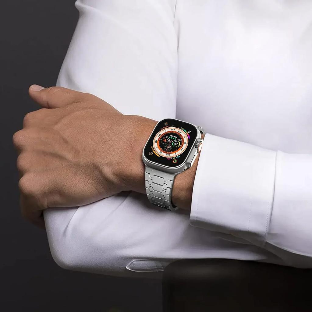 Ремешок из нержавеющей стали для Apple Watch Ultra 2 49 мм 46 мм 45 44 42 Роскошный металлический матовый ремешок-браслет для IWatch Series 10 9 8 7 6 SE