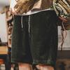 Мужские летние шорты с эластичной резинкой на талии, повседневные шорты с регулируемым шнурком и карманами, однотонные вельветовые пляжные шорты с широкими штанинами