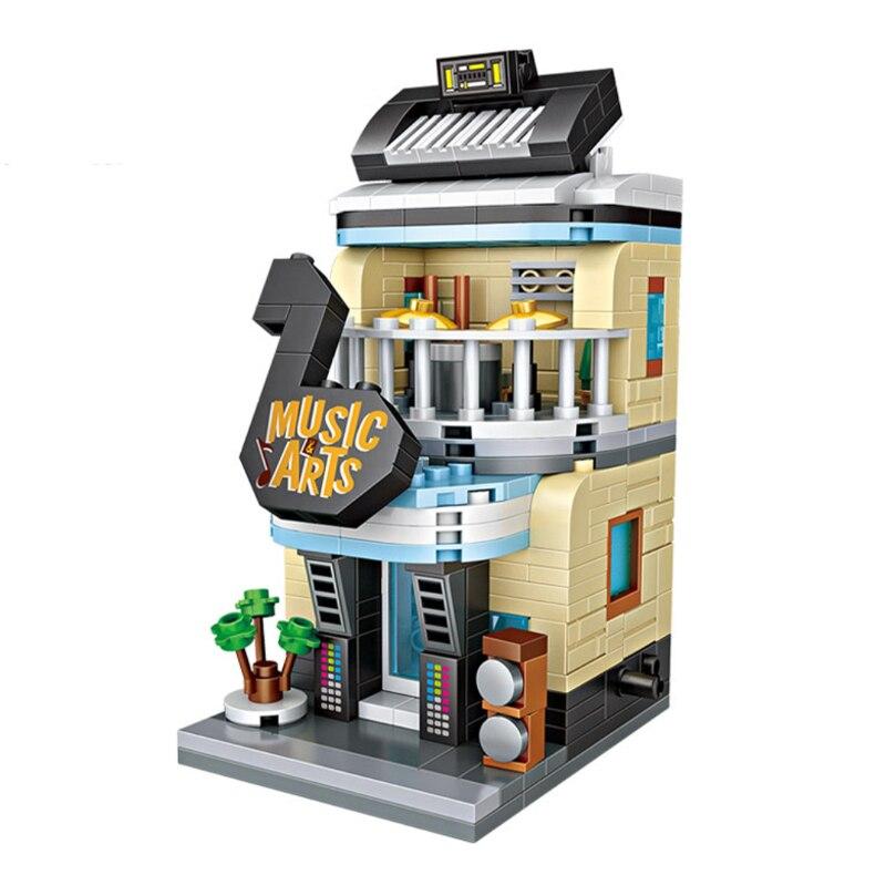 LOZ 1623 City Street Music Shop Musical Instrument Store Piano Architecture Mini Blocks Bricks Building Toy No Box