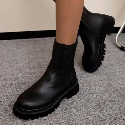 Распродажа модной женской обуви 2024 года, новые женские ботинки больших размеров, классические современные ботинки, женские туфли с круглым носком и боковой молнией на среднем каблуке для женщин