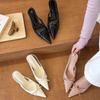 So Beautiful!! Nude Pointed Bow Light Mouth High Heels Women's Empty Sandals