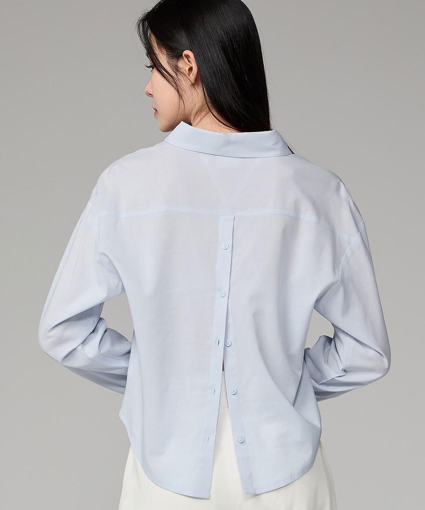 XEXYMIX Light Back Button Crop Shirt Xfl1Hc1101
