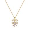 Crescent Moon Flower Full Diamond Light Luxury Temperament Gorgeous Full Diamond Necklace Female Versatile Collarbone Chain Titanium Steel Chain