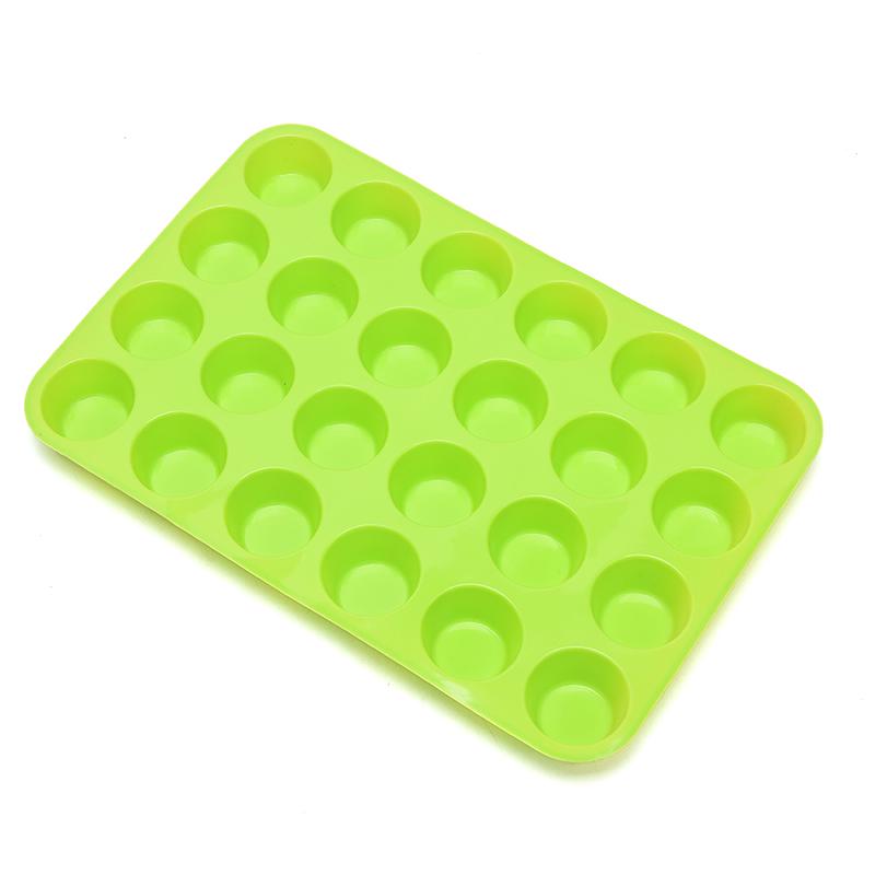 24 Cavity Pan Tray Silicone Mini Cupcake Cookie Bakeware Baking Mold Muffin Cup
