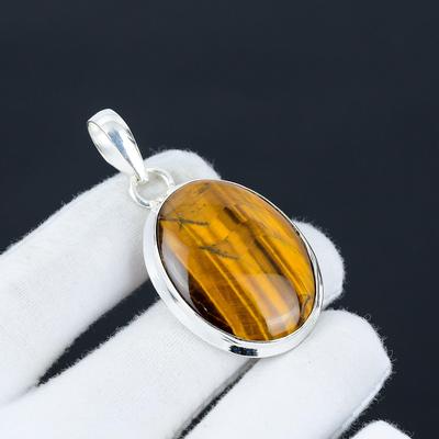 Подвеска с драгоценным камнем тигровый глаз, подвеска из натурального драгоценного камня тигровый глаз ручной работы из стерлингового серебра 925 пробы для женщин, подвеска для подарков