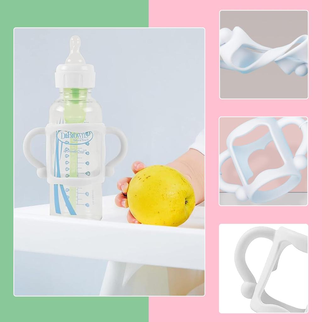 Набор из 2 универсальных детских бутылочек, детские бутылочки с широким горлом, мягкие, удобные в использовании, ручки, ручки, многоцветные, многофункциональные,